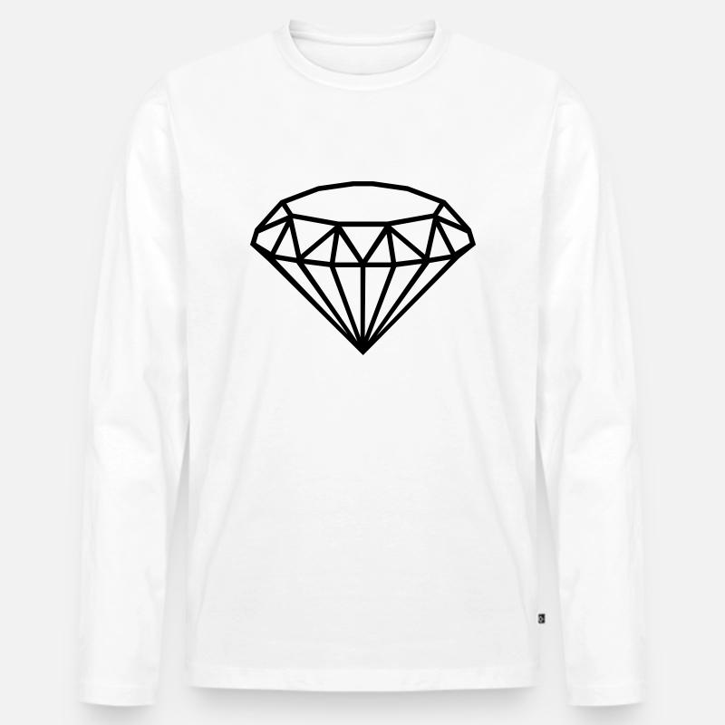 Diamant - Männer Premium Bio Langarmshirt - Weiß