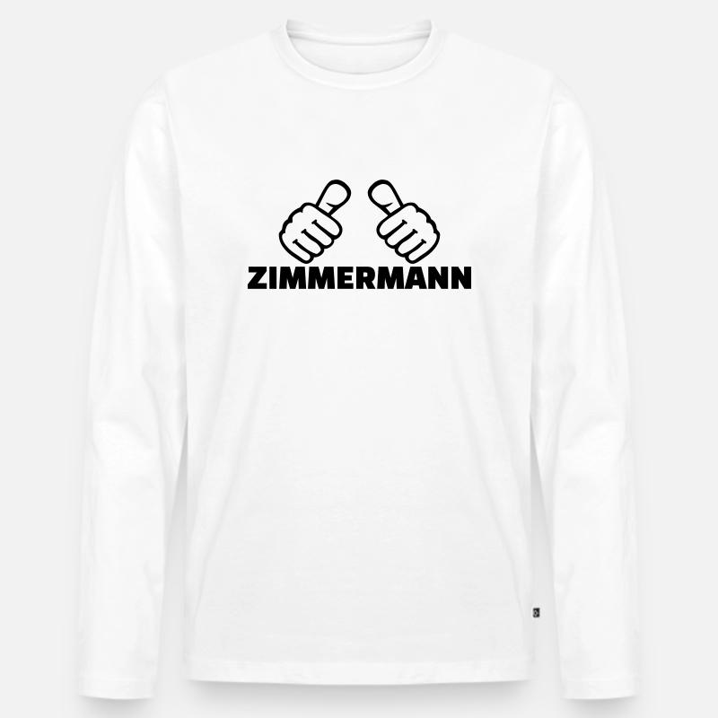 Zimmermann - Männer Premium Bio Langarmshirt - Weiß