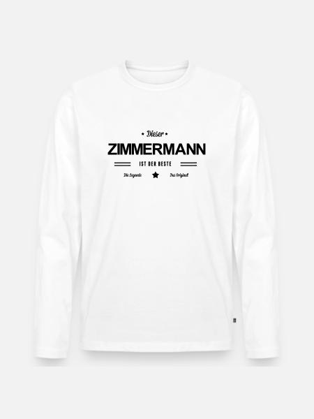 Bester Zimmermann - Männer Premium Bio Langarmshirt - Weiß