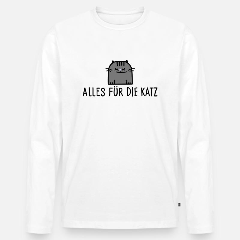 Für die Katze - Männer Premium Bio Langarmshirt - Weiß