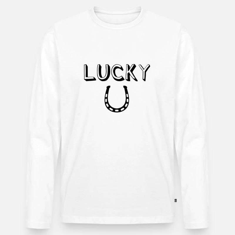 glücklich - Männer Premium Bio Langarmshirt - Weiß