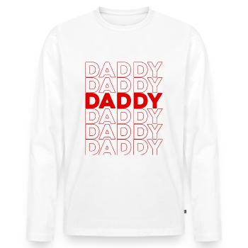 DADDY - Men's Premium Organic Long Sleeve Shirt - white - Front - Nico (187cm)