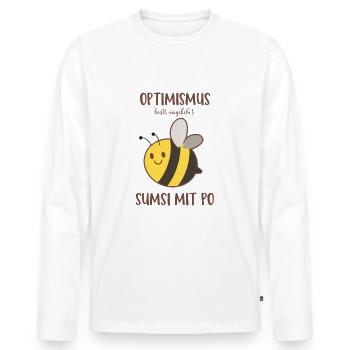 Optimismus heisst umgekehrt Sumsi mit Po - Männer Premium Bio Langarmshirt - Weiß - Vorne - Nico (187cm)