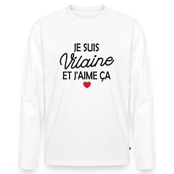 Je suis vilaine - T-shirt manches longues Premium bio Homme - blanc - Devant - Nico (187cm)