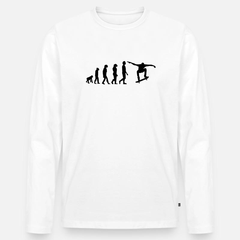 Skateboard Evolution - Männer Premium Bio Langarmshirt - Weiß