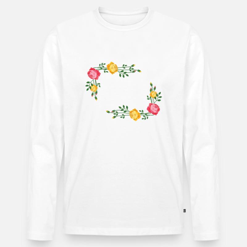 Blumen Kranz Rahmen - Männer Premium Bio Langarmshirt - Weiß