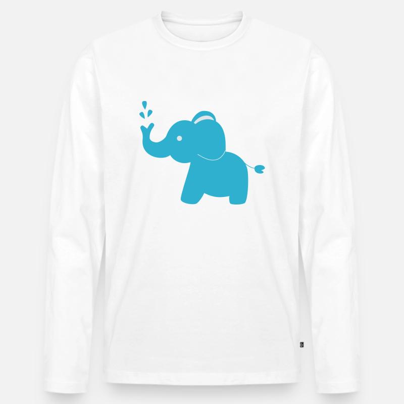 Elefant blau - Männer Premium Bio Langarmshirt - Weiß