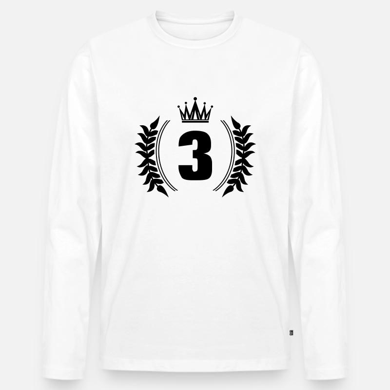 nummer 3 - Männer Premium Bio Langarmshirt - Weiß