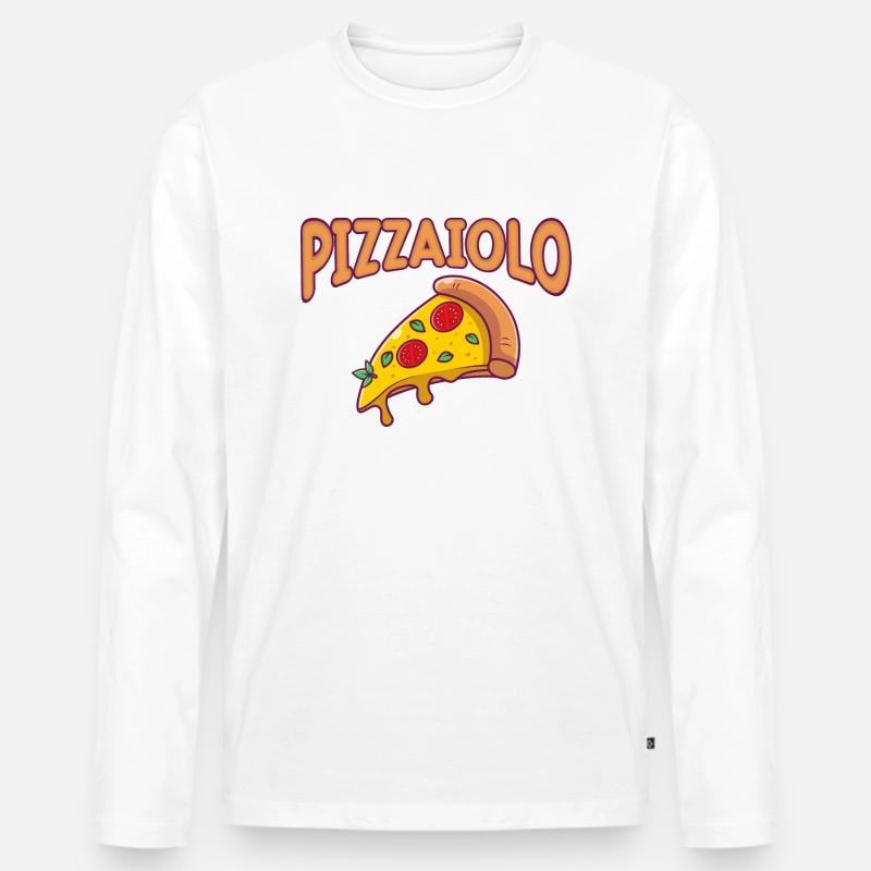 Pizza - Männer Premium Bio Langarmshirt - Weiß
