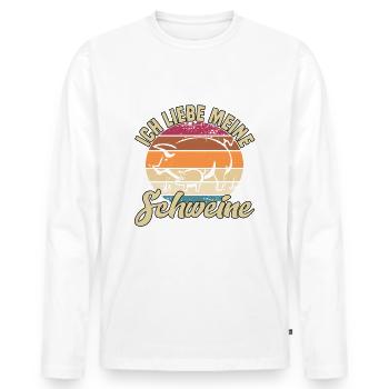 Ich Liebe Meine Schweine - Männer Premium Bio Langarmshirt - Weiß - Vorne - Nico (187cm)
