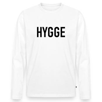 Hygge - Danish tradition - Attitude to life - Nice - Men's Premium Organic Long Sleeve Shirt - white - Front - Nico (187cm)