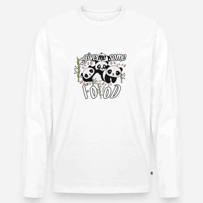 Essen - Pandas - Männer Premium Bio Langarmshirt - Weiß