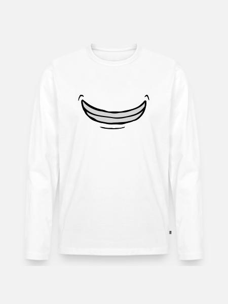 Wide exuberant comic grin - Men's Premium Organic Long Sleeve Shirt - white