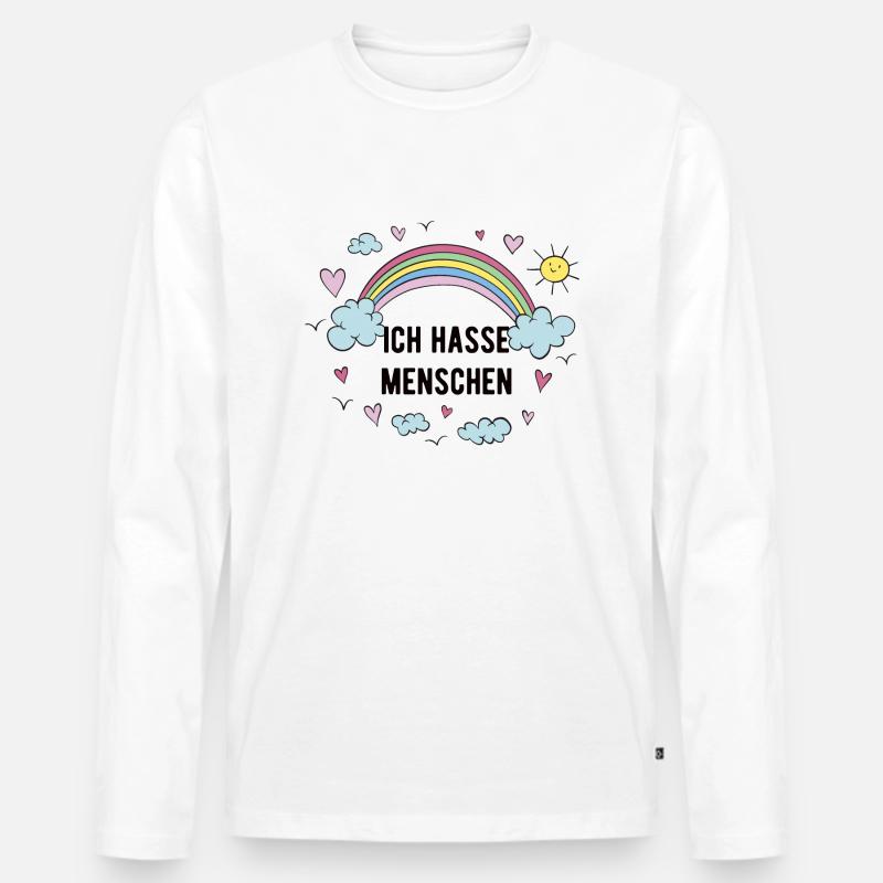 ich hasse menschen regenbogen - Männer Premium Bio Langarmshirt - Weiß
