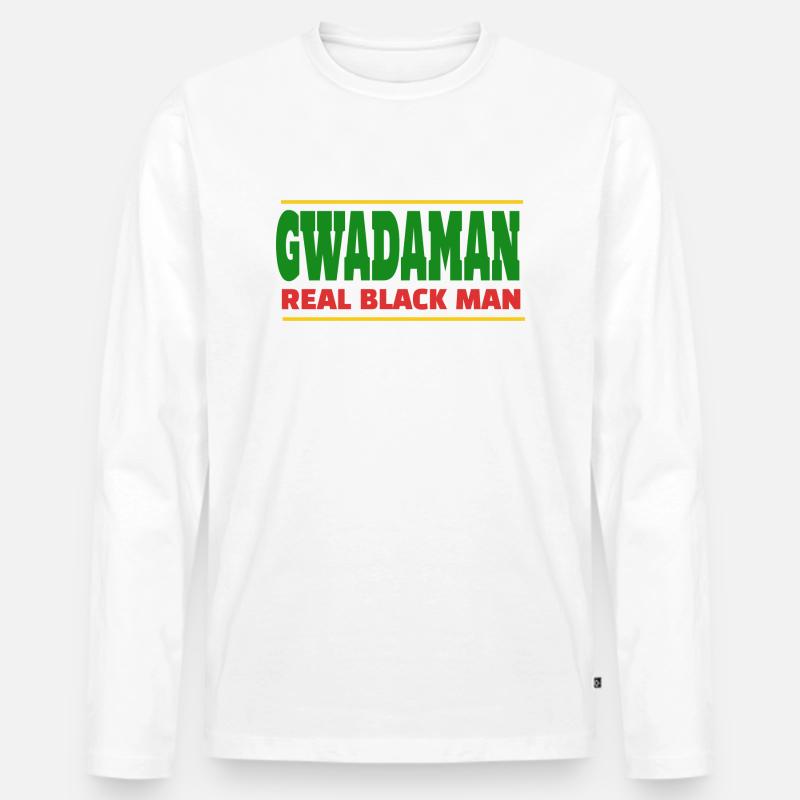 Gwadaman, echter schwarzer Mann - Männer Premium Bio Langarmshirt - Weiß