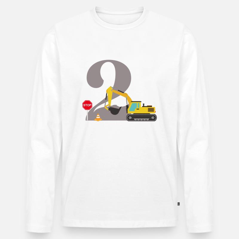 Bagger zum 2. Jubiläum - Männer Premium Bio Langarmshirt - Weiß