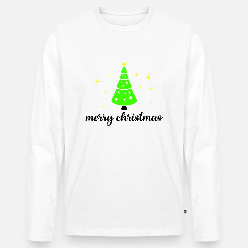 tannenbaum merry christmas - Männer Premium Bio Langarmshirt - Weiß