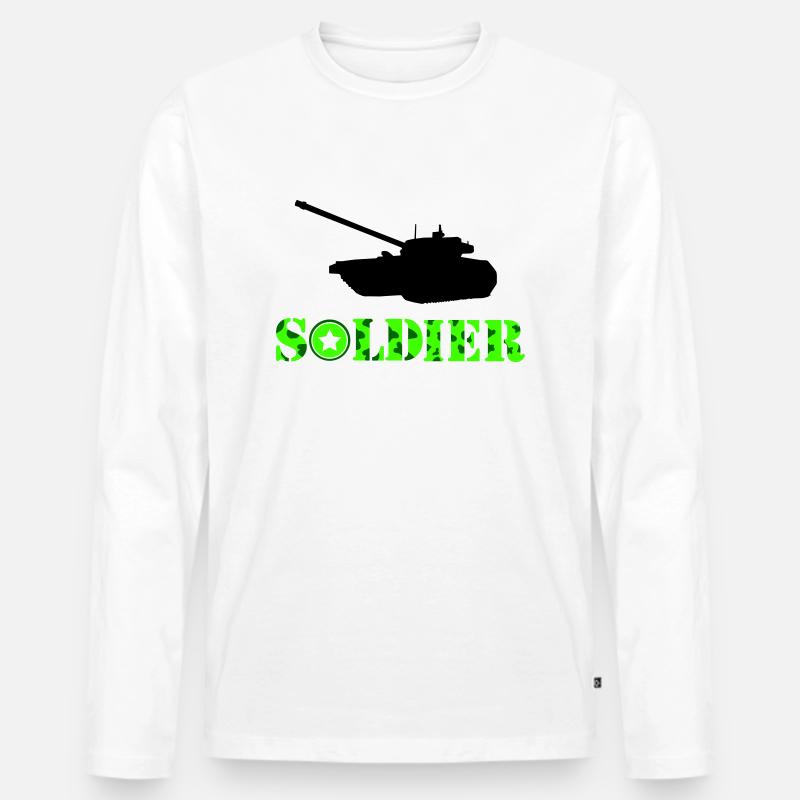 panzer soldat - Männer Premium Bio Langarmshirt - Weiß