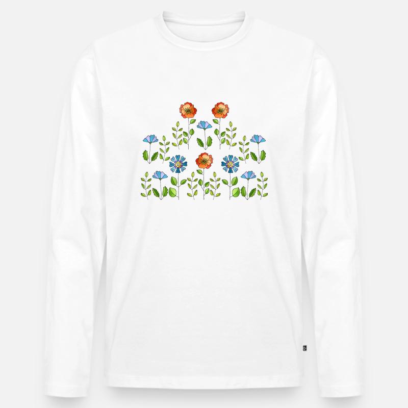 Blumen - Männer Premium Bio Langarmshirt - Weiß