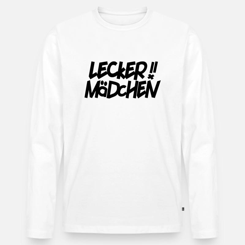 Lecker Mädchen, auf Kölnisch, modern - Männer Premium Bio Langarmshirt - Weiß
