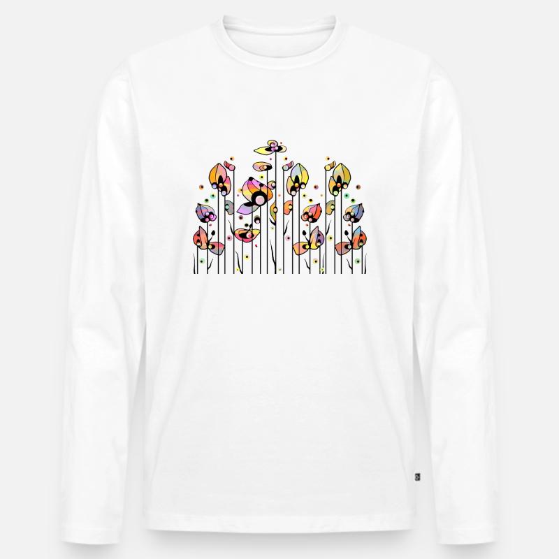Blumen - Männer Premium Bio Langarmshirt - Weiß