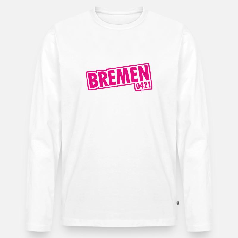 Bremen - 0421 - Vorwahl - Männer Premium Bio Langarmshirt - Weiß
