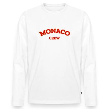 Monaco Crew - Monte Carlo - Mer Méditerranée - T-shirt manches longues Premium bio Homme - blanc - Devant - Nico (187cm)