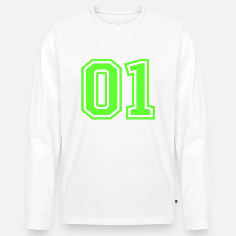01 eins nummer - Männer Premium Bio Langarmshirt - Weiß