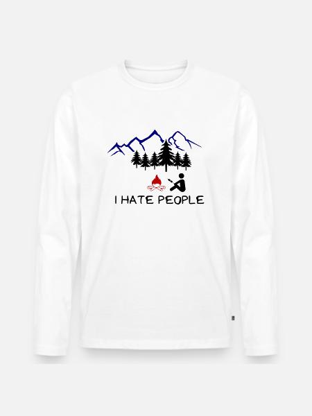Jeg hader mennesker 002 - Premium økologisk langærmet T-shirt til mænd - hvid