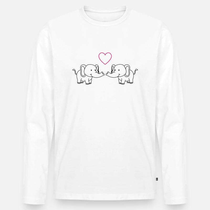 elefanten verliebt - Männer Premium Bio Langarmshirt - Weiß