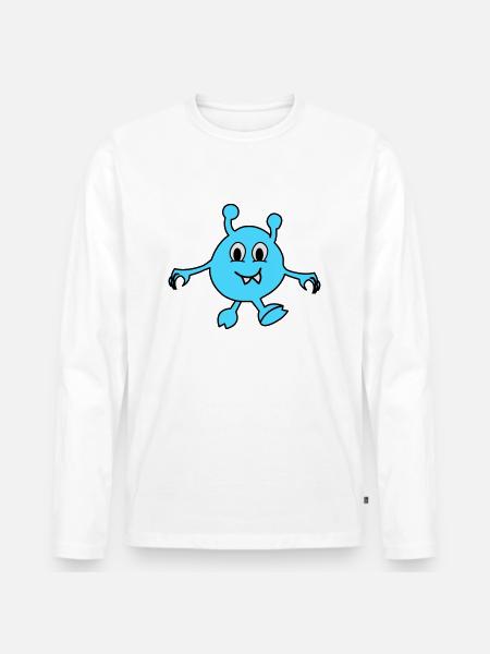 monster alien - Männer Premium Bio Langarmshirt - Weiß