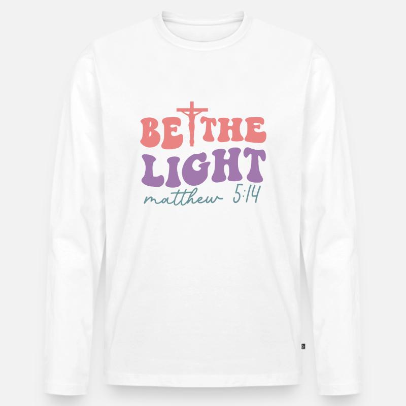 Sei das Licht - Männer Premium Bio Langarmshirt - Weiß