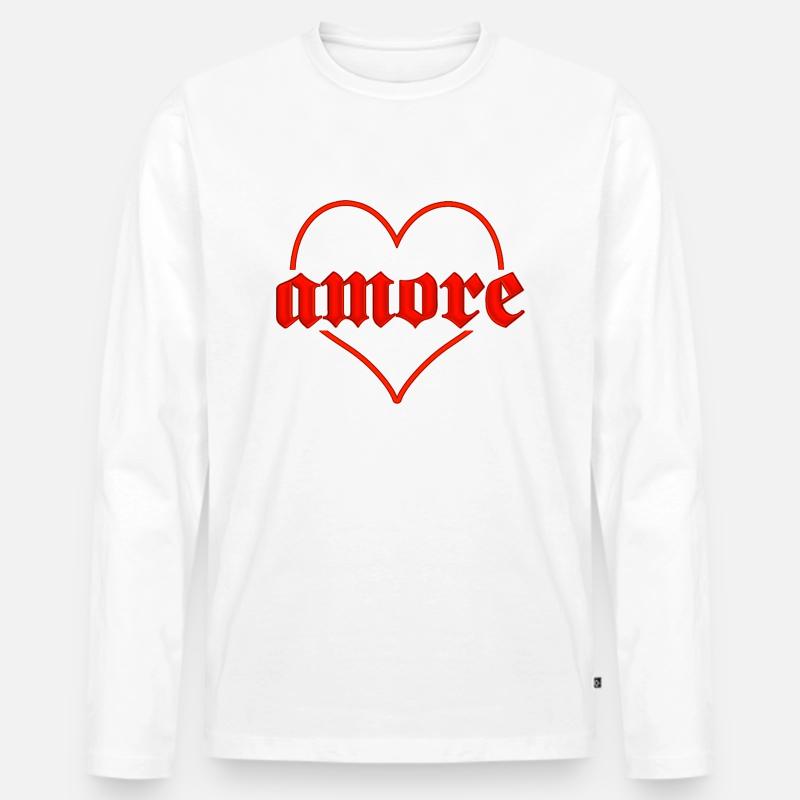 amore mit Herz - Männer Premium Bio Langarmshirt - Weiß