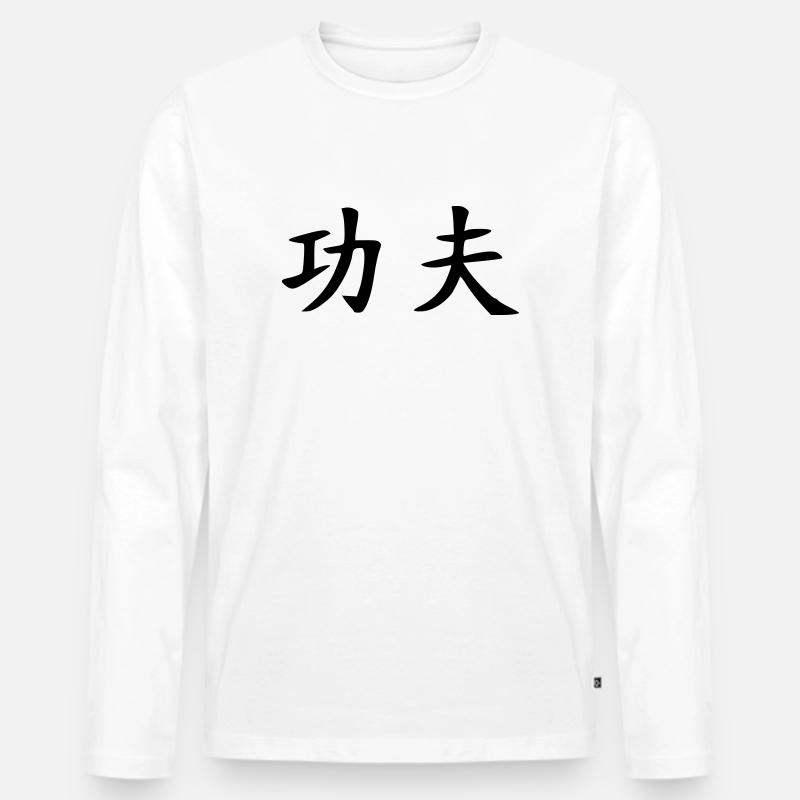 Kung Fu - Männer Premium Bio Langarmshirt - Weiß