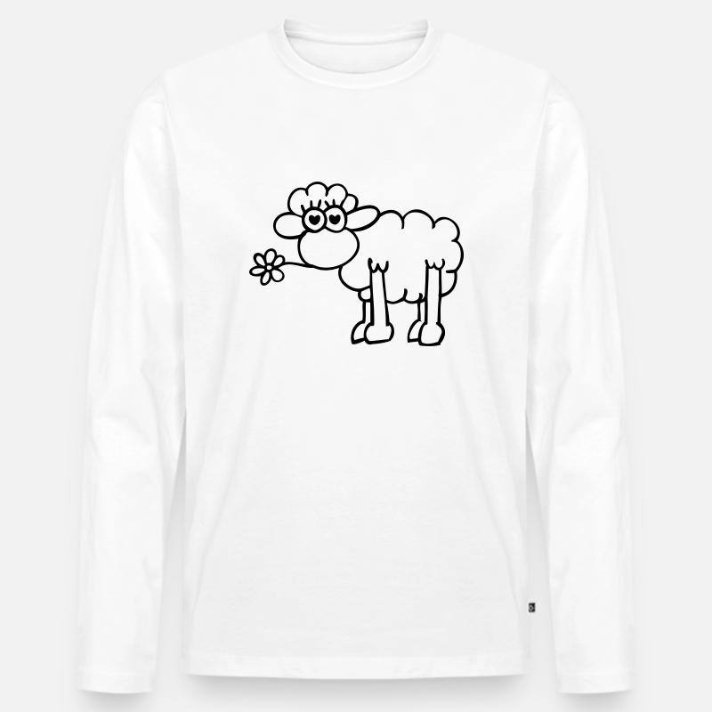 Verliebtes Schaf - Männer Premium Bio Langarmshirt - Weiß