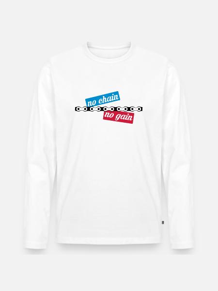 no chain no gain - Männer Premium Bio Langarmshirt - Weiß