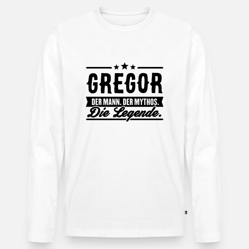 Mann Mythos Legende Gregor - Männer Premium Bio Langarmshirt - Weiß
