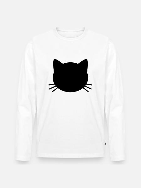Cute Cat Face - Men's Premium Organic Long Sleeve Shirt - white