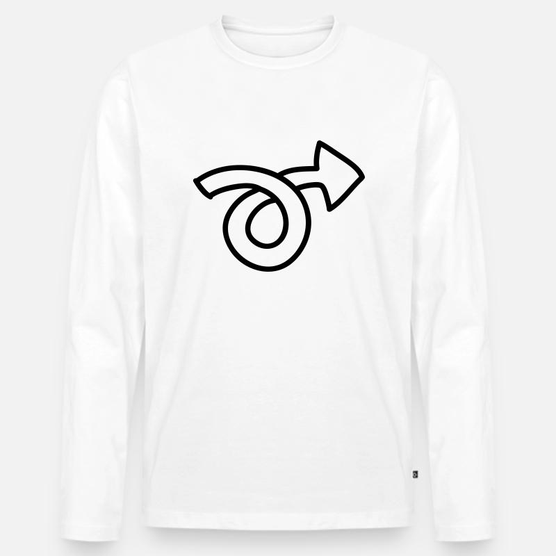 krummer Pfeil - line - Männer Premium Bio Langarmshirt - Weiß