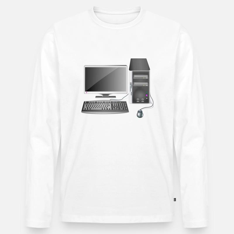 Fester Computer - Männer Premium Bio Langarmshirt - Weiß