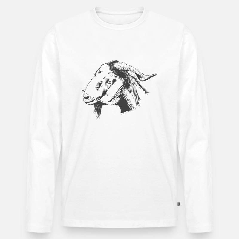 Die Ziege - Männer Premium Bio Langarmshirt - Weiß