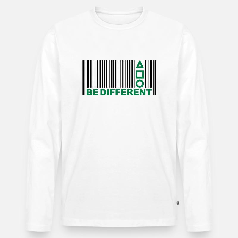 Barcode - Männer Premium Bio Langarmshirt - Weiß