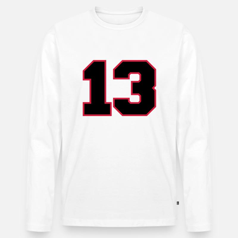 number13 - Männer Premium Bio Langarmshirt - Weiß
