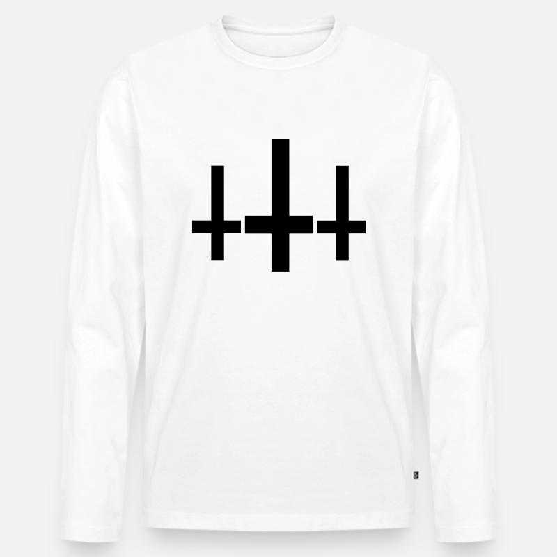 Kreuz - Männer Premium Bio Langarmshirt - Weiß