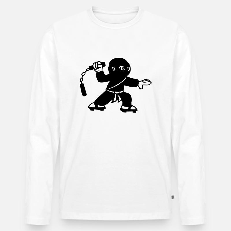 ninja - Männer Premium Bio Langarmshirt - Weiß