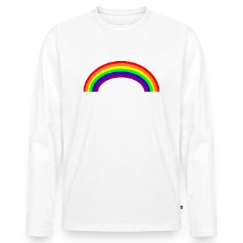 Regenbogen - Männer Premium Bio Langarmshirt - Weiß - Vorne - Nico (187cm)
