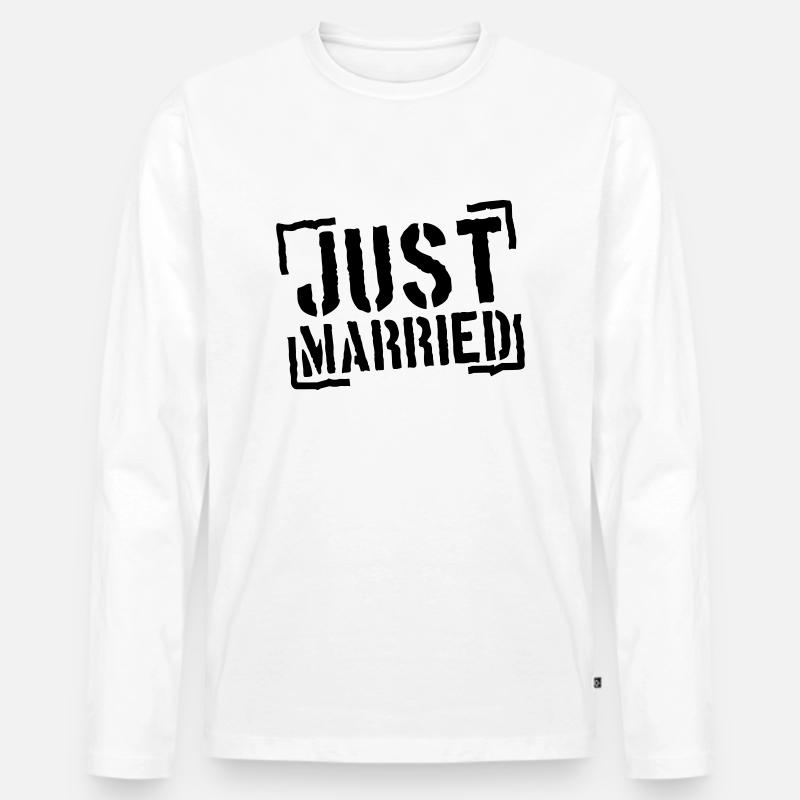 Just Married Stamp Design - Männer Premium Bio Langarmshirt - Weiß