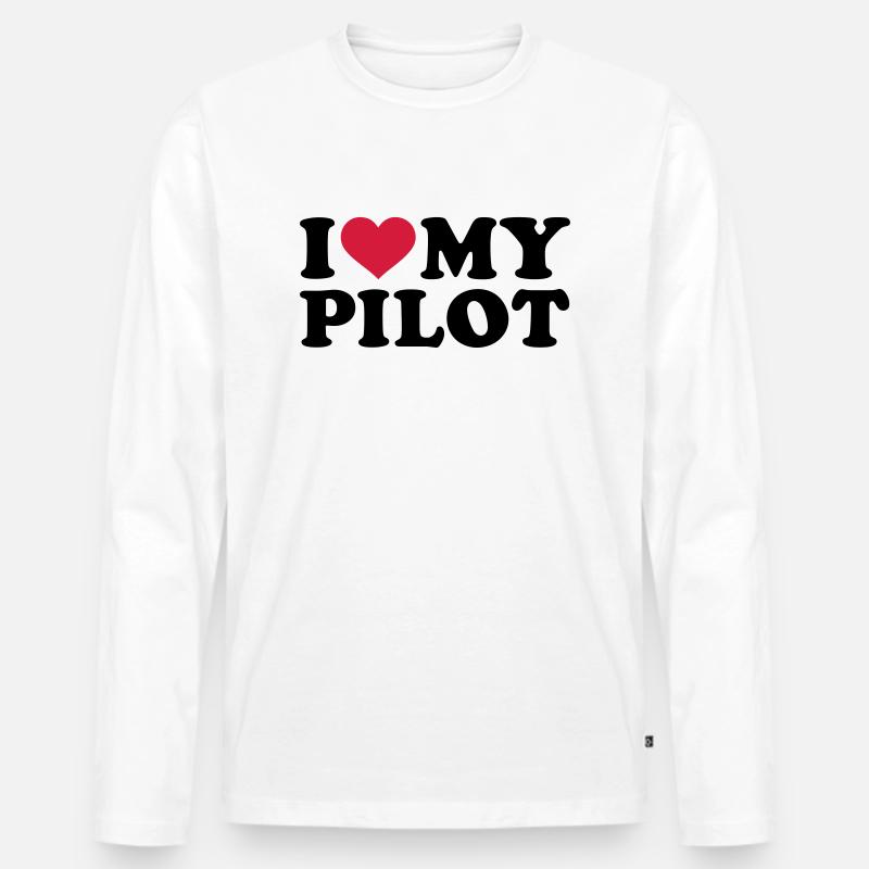 Pilot - Männer Premium Bio Langarmshirt - Weiß
