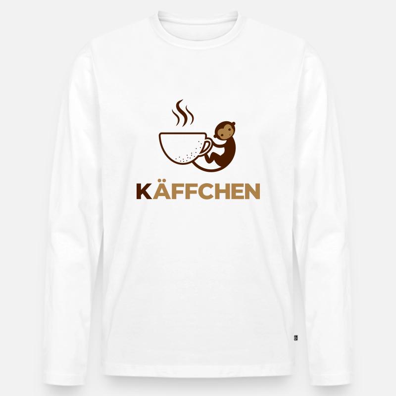 Käffchen - Kaffee Affe - Männer Premium Bio Langarmshirt - Weiß