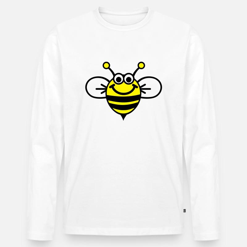 Biene - Männer Premium Bio Langarmshirt - Weiß